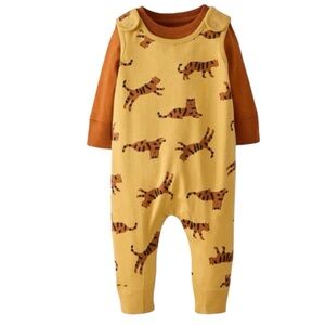 Hanna Andersson Baby Long Sleeve T-Shirt Overalls Set Tigers 6-12 Months Unisex